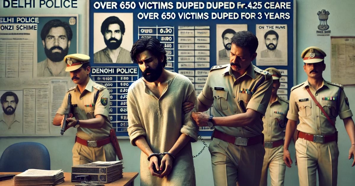 AI Generated Image - conman who was on the run for the last three years arrested by Delhi Police EOW.
