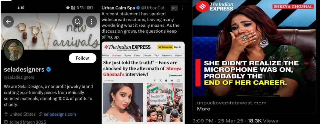 Sensational posts claiming that playback singer Shreya Ghoshal had been caught in a career-ending controversy