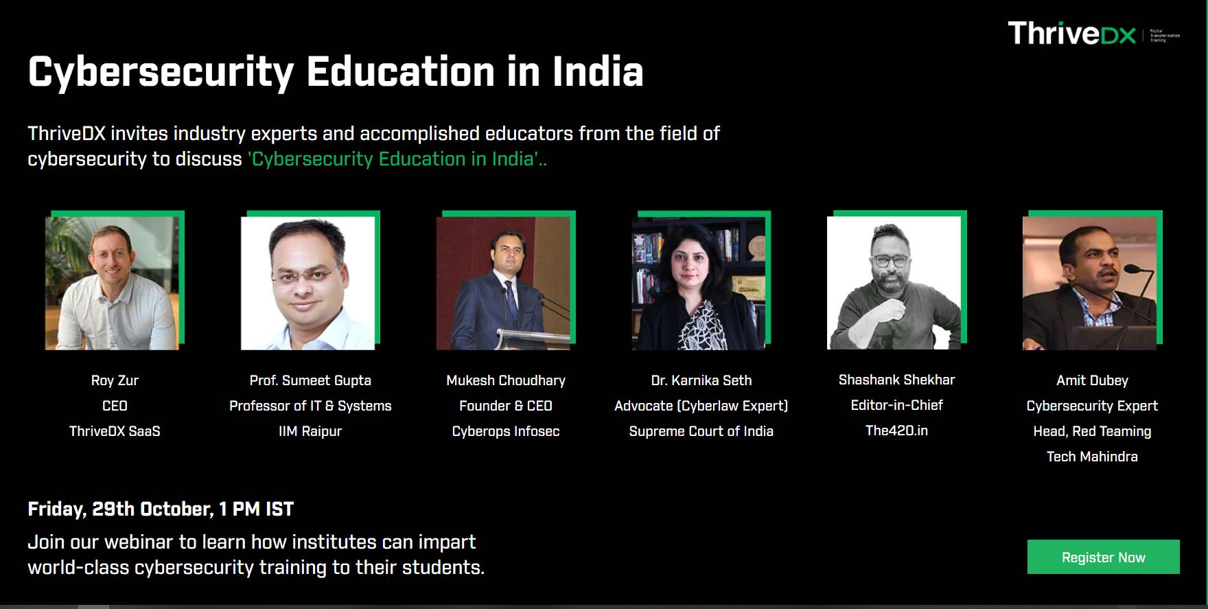 Cybersecurity Education in India: Join The Experts In A Free Webinar By ThriveDX