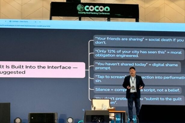 Maharashtra Principal Secretary Brijesh Singh addresses delegates at c0c0n 2025 in Kochi, warning that social media algorithms are weaponising empathy and profiting from chaos.