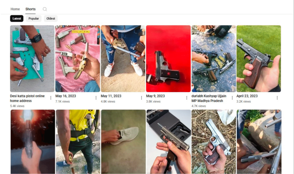 Screenshots of some videos From YouTube Selling Guns Illegally