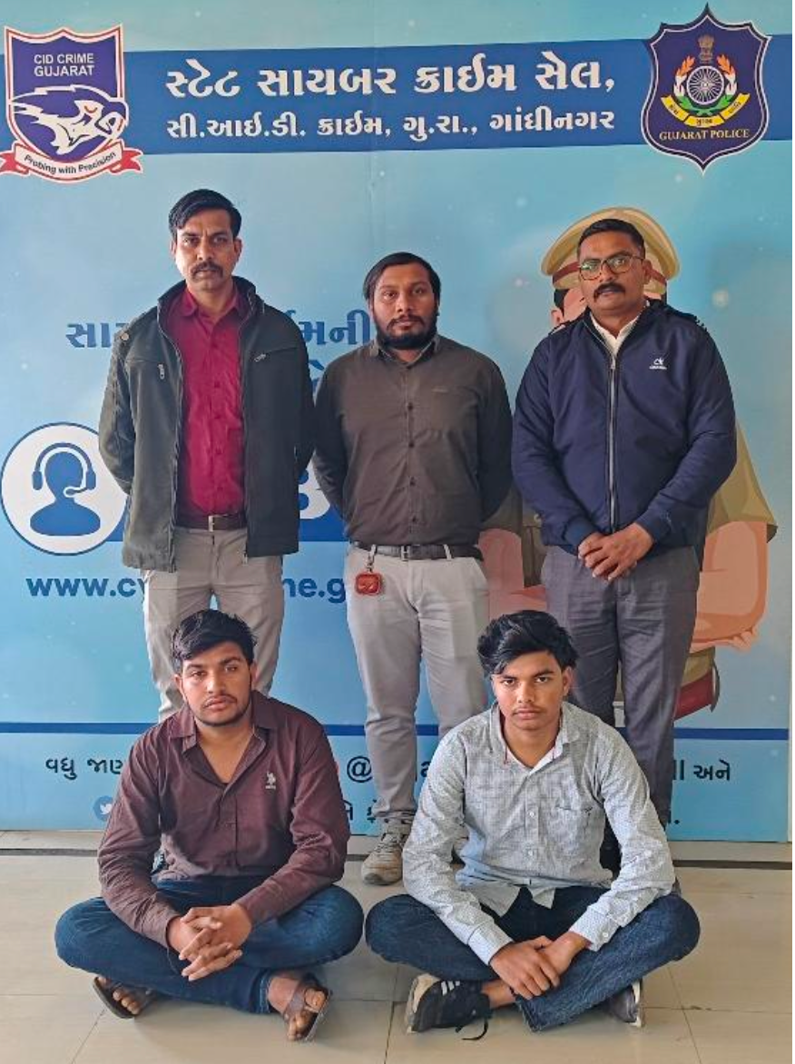 The two accused arrested by Gujarat CID in connection with the Cybercrime-as-a-Service racket that supplied OTPs and virtual numbers to online fraudsters.
